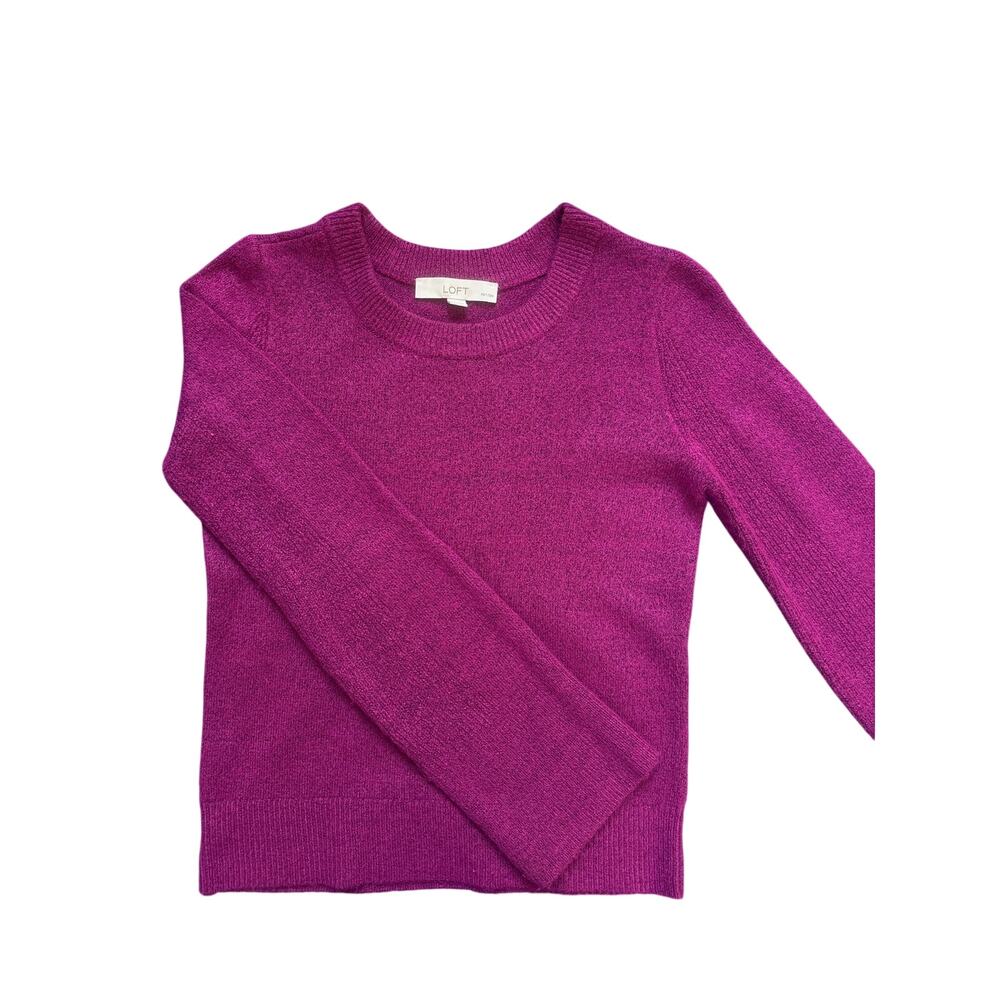 LOFT Petites Magenta Berry Crewneck Sweater XSP